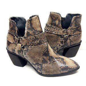 MIZ MOOZ LEATHER BOOTIE SIDE ZIP BUCKLE / STUDS SNAKE PRINT 37EU / 7US # Z-210